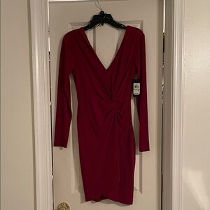 Guess Burgundy Long Sleeve Dress